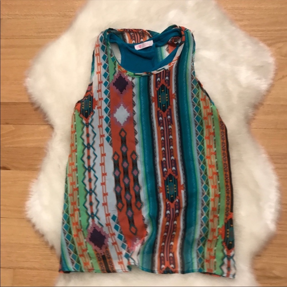 EUC I‎ love Pinc Layered, Flowy Tank. Large